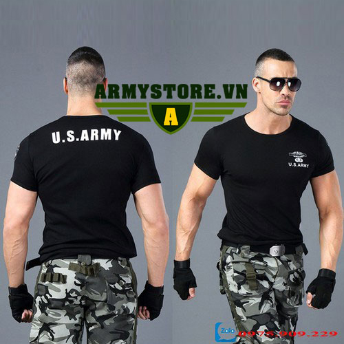 Áo phông nam cộc tay thời trang lính Army ARM-817 (Đen)